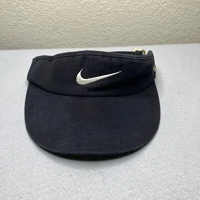 Vintage Nike Visor Mens Strap Back Black White Swoosh Hat Sun Golf Tennis • $19.97