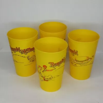 Vintage McDonald's Ronald McDonald Yellow 12 Oz Plastic Cups 4 • $5