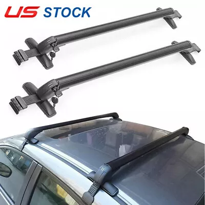 2PC Universal Vehicle Car Roof Mounting Rack Rail Bar Luggage Carrier W/ Lock US • $61.09