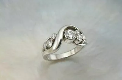 1Ct Round Cut Diamond Lab Created Engagement Ring Band 14K White Gold Plated • $99.99