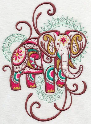 ELEPHANT SPRAY Mehndi SET OF 2 HAND TOWELS EMBROIDERED By Laura • £24.11