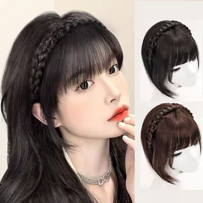 Women Heat Resistant Wig Hair  Accessories Braid Headband Fake Hair Band Bangs • £11.41