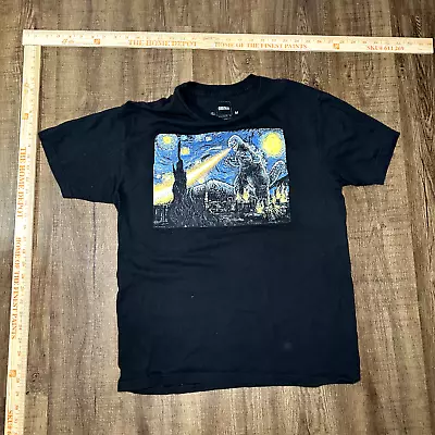 Godzilla Starry Night Shirt Black TOHO Vincent Van Gogh RARE Kaiju Size Medium • $0.99