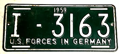 1959 US Forces Germany License Plate I 3163 USA POSTWAR German '59 Army Military • $79.99