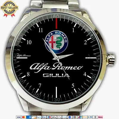 $26.99 • Buy Alfa Romeo Guilia Logo Quartz Watch 439 Men's Stainless Steel Wristwatches