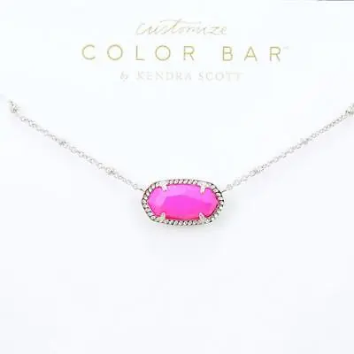 NWOT Kendra Scott Elisa Satellite Magenta Flo Pink Necklace Silver Tone • $45.99