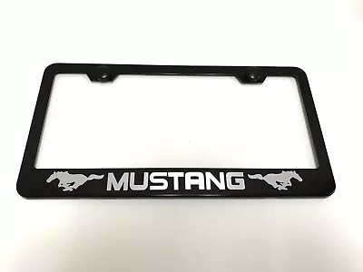 $13.39 • Buy MustangPonyStyle BLACK Stainless Steel License Plate Frame W/bolt Caps**