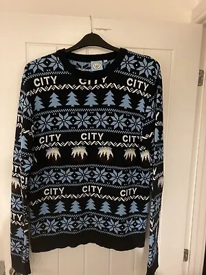 Manchester City Fair Isle Style Official Merchandise Christmas Jumper (Medium) • £16