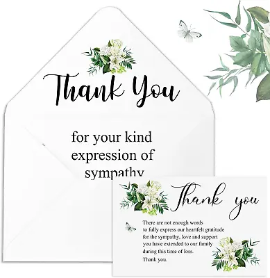 50 Pack Thank You Sympathy Cards Funeral Thank You Cards With Envelopes Memorial • $25.05