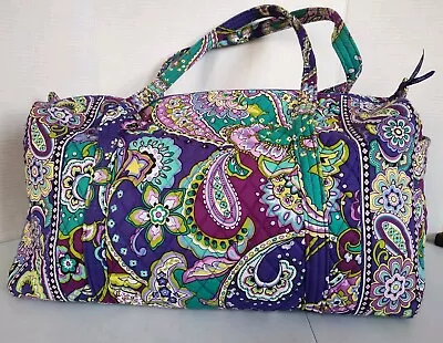 Vera Bradley Duffle Bag Purple Floral Paisley Large Travel Full Zip • $29.99