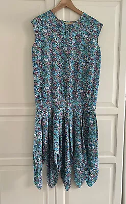 Young Girls Blue Floral Dress Approx Age 14+ Years Charleston Style • £5.99