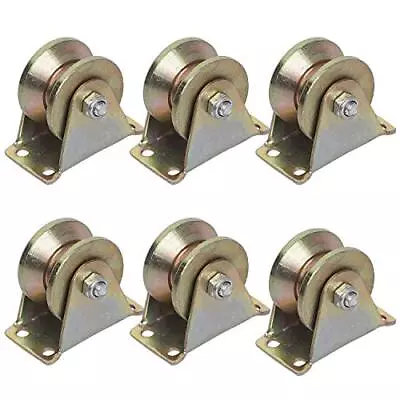 $36.99 • Buy 6 Pack 2  V-Type Groove Wheel Rigid Caster With Bracket For Rolling Slding Gate