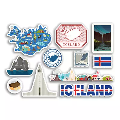 A5 Sticker Sheet Iceland Vinyl Stickers - Map Country Holiday Flag Travel #78464 • £3.99