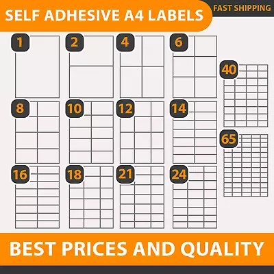 £249.95 • Buy A4 Address Labels Self Adhesive White Sheets Sticker Paper Laser Printer Inkjet