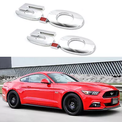 2x Side Badge Fender Emblems 3D Chrome Finish Logo 5.0 Decal Ford Mustang Cars • $11.88