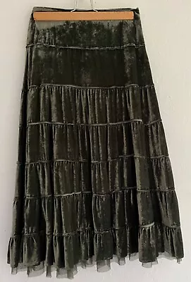 Jigsaw Junior Velvet Green Maxi Skirt Size 12-13 Excellent Used Condition • £12.50