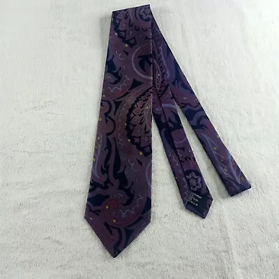 ETRO Milano Purple Paisley Men Silk Tie Made In Italy • $10.95
