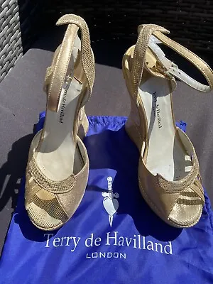 £36 • Buy Terry De Havilland Size 37 Margeux Gold Wedges