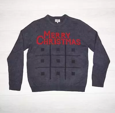 Men Christmas Tic Tac Toe Themed Jumper Size UK L Novelty Festive Gift Sweater • £14.95