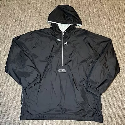 VTG Nike Mens L 1/2 Zip Pullover Windbreaker Jacket Anorak Lined Good Black • $39