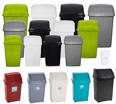 Plastic Swing Top Bin Waste 8l 15l 25l 50l Rubbish Dust Home Kitchen Office • £6.89