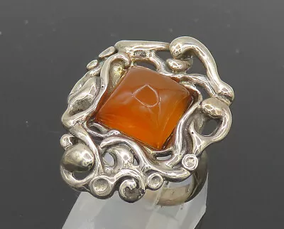 HAGIT GORALI ISRAEL 925 Silver - Vintage Carnelian Cocktail Ring Sz 7.5- RG20594 • $72.72