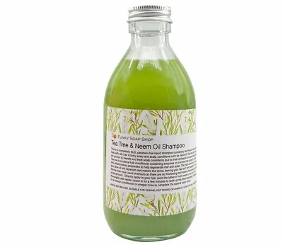 Glass Bottle Tea Tree & Neem Oil Liquid Shampoo 100% Natural SLS Free 250ml • £9.80