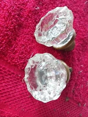 Vintage Brass And Glass Door Knob Matching Set No Chips Or Cracks • $7.99