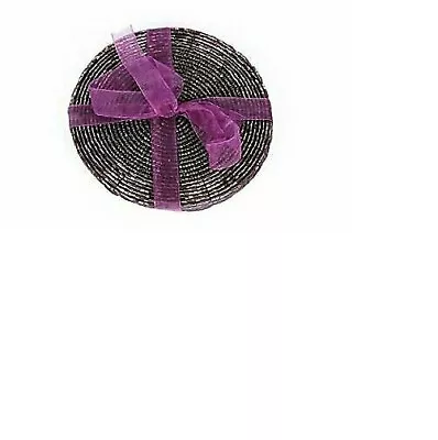 £3.99 • Buy Set Of 4 Purple Beaded Coasters Drinks Mat Tea Coffee Table Christmas
