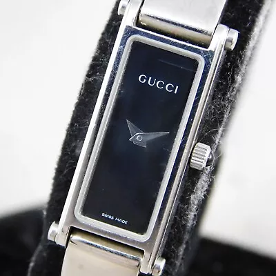 Gucci 1500l Silver Black Dial Women's Vintage Swiss Made Watch E996 • $138