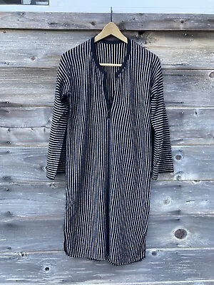 Raquel Allegra Sz M/L B&W Stripe Merino Wool Sweater Tunic Dress • $75