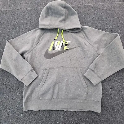 Nike Jumper Mens MEDIUM Grey Hoodie Fleece Long Sleeve Swoosh Logo Size M • $19.88