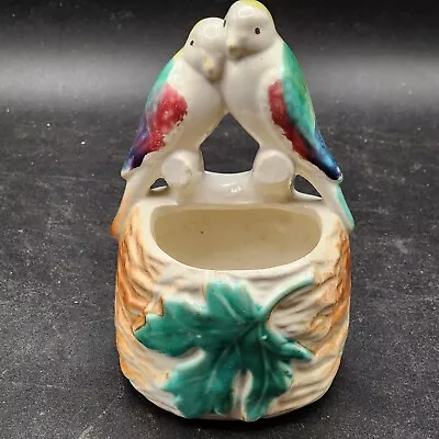 Morton Pottery 1950s Love Bird Planter Vase USA Pottery 7  Vintage Bright Color • $22.49