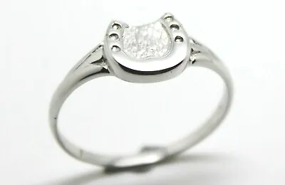 Size 3 / F New Genuine 9kt 9ct Genuine White Gold  Lucky Horseshoe Ring • £143.70