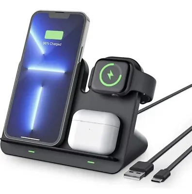 Wireless Charger Dock Charging Station 3in1 For Apple Watch IPhone  • £17.99