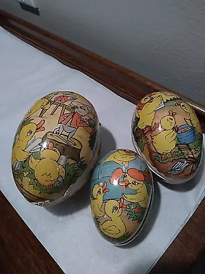 Vintage Set Of 3 East Germany Paper Cardboard Nesting Easter Eggs • $14.77