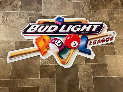 (VTG) Bud Light Beer Billiards Pool League Embossed Tin Sign Bar Pub Tavern • $119.99