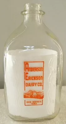 Vintage Anderson Erickson Dairy CowsDes MoinesIowa IA 2 Quarts  AE MILK BOTTLE • $29.99