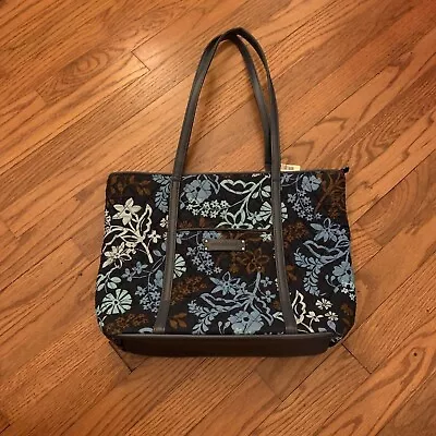 Vera Bradley JAVA FLORAL Zip Small Trimmed Vera Tote Shoulder Bag Pre-Owned • $19.99