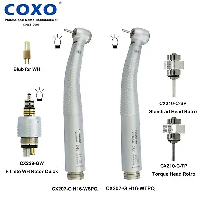 COXO Dental Fiber Optic LED Turbine High Speed Handpiece For WH Coupler 6 Hole • $135.99