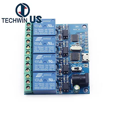 USB 5V 4 Channel Relay Module Smart Switch USB Control Module Serial Port • $6.63