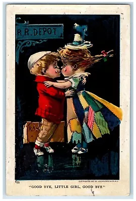 1908 RR Depot Good Bye Little Girl Sweetheart South Saint Joseph MO Postcard • $9.72