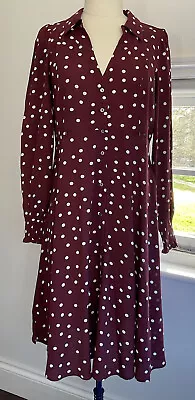 £59 • Buy SERAPHINE  Burgundy Polka Dot Maternity & Nursing Shirt Dress Size 8 BNWT