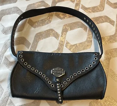 Harley Davidson Motorcycles Black Leather Studded Handbag Purse Women’s Bag • $39.99