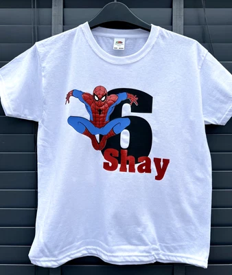 £9 • Buy Personalised Children's Spider-Man Birthday T-Shirt With Age. Marvel T-Shirt.
