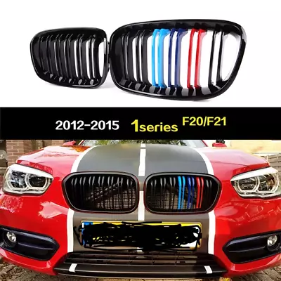 M Style Gloss Black Front Grille Grill For BMW 1-Series F20 Pre-LCI 2011-2015 • $29.95