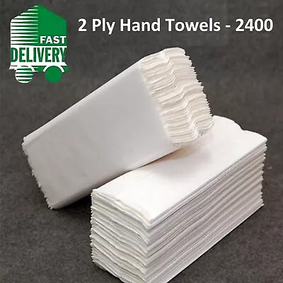 2400 Soft White Z Fold Paper Hand Towels Tissues Sheets 2 Ply C Fold • £24.99