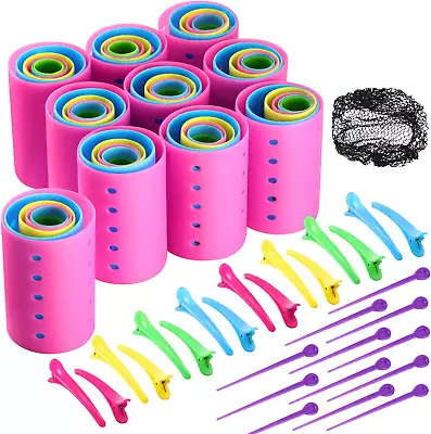 £21.23 • Buy 141 Pieces Magnetic Hair Roller Set Include 60 Plastic Hair Rollers Clips & Pins