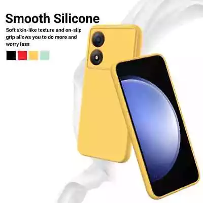 For ZTE Blade A34 Luxury Skin Touch Feel Soft Liquid Silicone Case Cover+Strap • $5.58