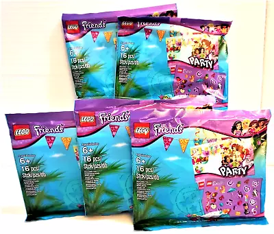 LEGO 5002928 Friends STICKER PARTY POLYBAG 5 Bag Bundle New See Pics/Descr. • $58.99